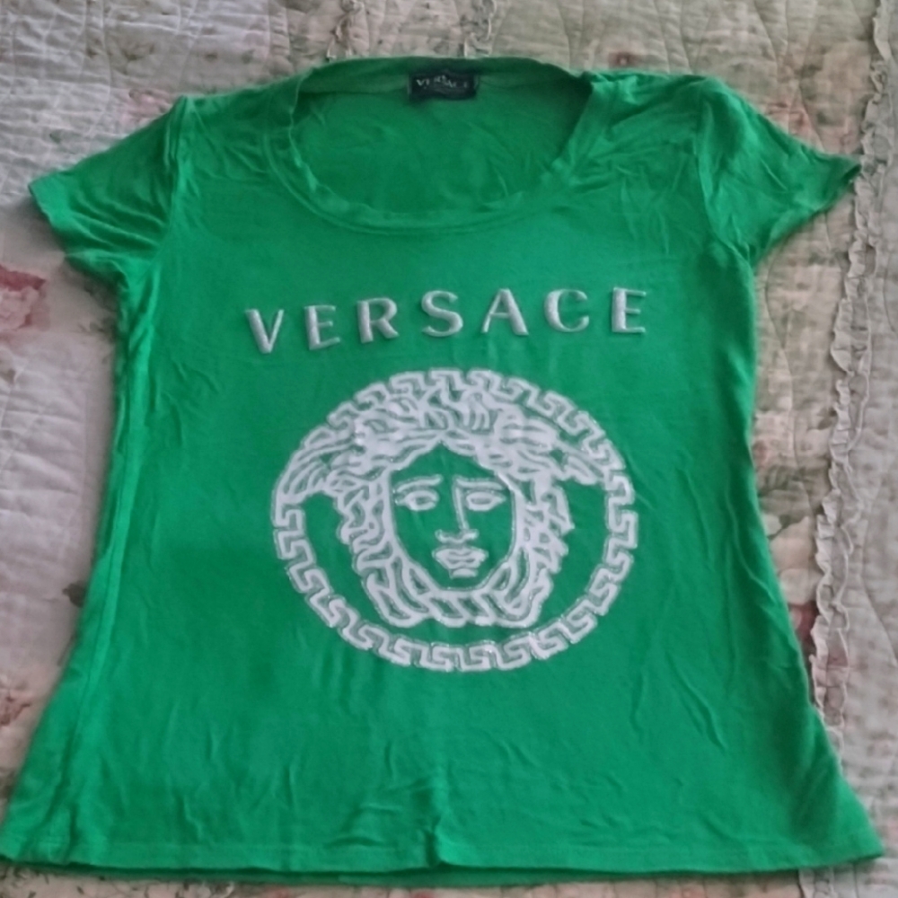 Versace Green Fitted Short Sleeve Tee